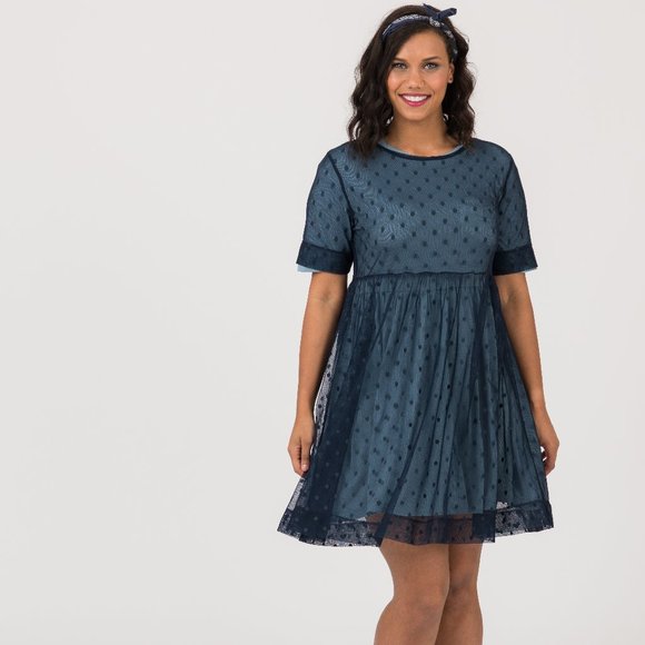 agnes and dora mesh dress Agnes & Dora | Dresses | Agnes Dora Short Mesh Easy Layer Dress Polkadot  Navy Nwt